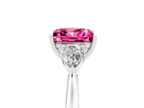 Platinum Three-Stone Princess Cut Pink Sapphire Ring with Pear  Side Stones in Four-Prong Setting_59