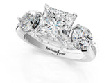 Platinum Three-Stone Princess Diamond Channel Set Engagement Ring with Prong Setting_4