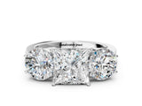 Platinum Three-Stone Princess Diamond Engagement Ring with Prong Setting on a Classic Band_3