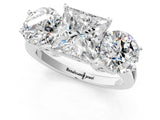 Platinum Three-Stone Princess Diamond Engagement Ring with Prong Setting on a Classic Band_4