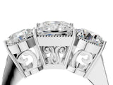 Platinum Three-Stone Princess Diamond Engagement Ring with Prong Setting on a Classic Band_7