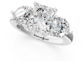 Platinum Three-Stone Radiant Brilliant Cut Solitaire Ring with Prong Setting on a Classic Band 1