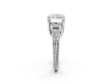Platinum Three-Stone Radiant Cut Cut Milgrain Pavé Engagement Ring_9