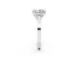 Platinum Three-Stone Radiant Cut Diamond Cathedral Engagement Ring with Prong Setting_16
