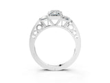 Platinum Three-Stone Radiant Cut Diamond Cathedral Engagement Ring with Prong Setting_17