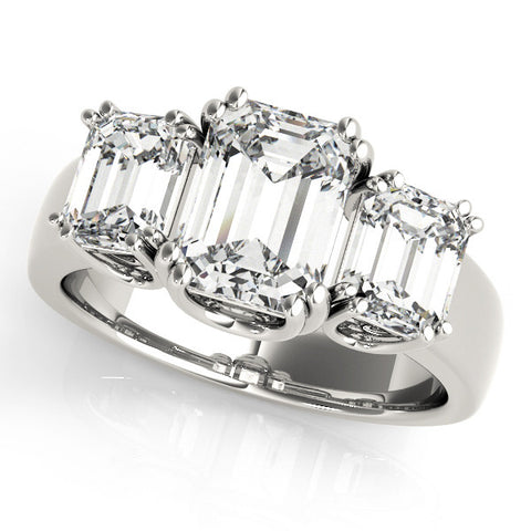 Platinum Three-Stone Radiant Cut Diamond Ring with Channel Set Band and Four-Prong Setting 1