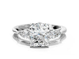 Platinum Three-Stone Radiant Cut Diamond Ring with Pear  Side Stones in Four-Prong Setting_20