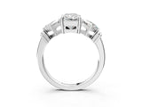 Platinum Three-Stone Radiant and Princess Cut Diamond Ring with Channel Band and Four-Prong Setting_19