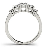 Platinum Three-Stone Round Brilliant Channel Set Diamond Ring with Bar Prong Setting