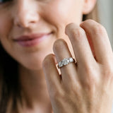 Platinum Three-Stone Round Cut Diamond Engagement Ring with Flat Band and Four-Prong Setting_41