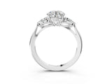 Platinum Three-Stone Round Cut Diamond Ring with Pear  Side Stones in Four-Prong Setting_31