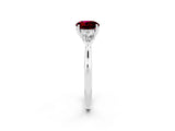 Platinum Three-Stone Round Cut Garnet Ring with Pear  Side Stones in Four-Prong Setting_68