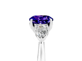 Platinum Three-Stone Round Cut Tanzanite Ring with Pear  Side Stones in Four-Prong Setting_59