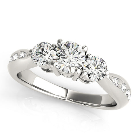Platinum Three-Stone Round Diamond Channel Set Engagement Ring with Prong Setting 1