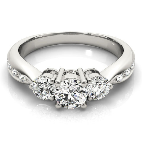 Platinum Three-Stone Round Diamond Channel Set Engagement Ring with Prong Setting 2