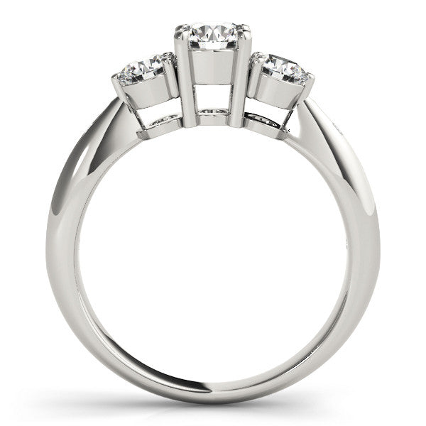 Platinum Three-Stone Round Diamond Channel Set Engagement Ring with Prong Setting
