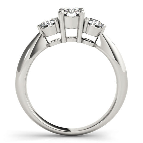 Platinum Three-Stone Round Diamond Channel Set Engagement Ring with Prong Setting