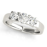Platinum Three-Stone Round Diamond Classic Band with Prong Setting