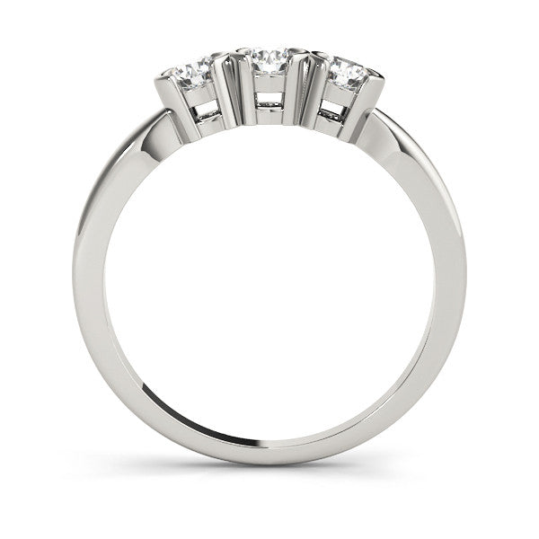Platinum Three-Stone Round Diamond Half Bezel Prong Band 1