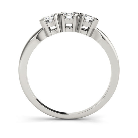 Platinum Three-Stone Round Diamond Half Bezel Prong Band 1
