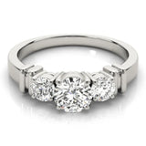 Platinum Three-Stone Round Diamond Solitaire Ring with Channel Band and Prong Setting 2