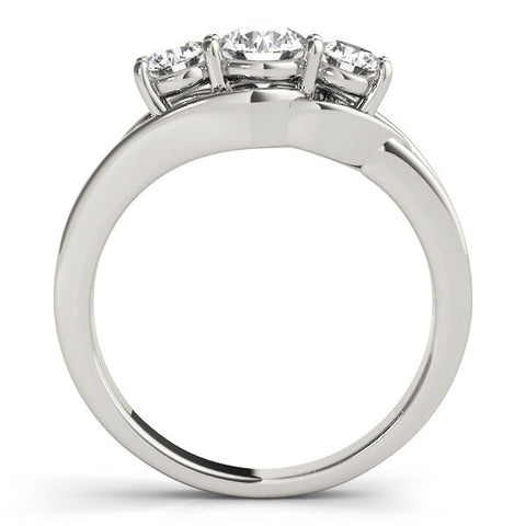 Platinum Three-Stone Round Diamond Split Shank Prong Setting Ring