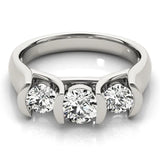 Platinum Three-Stone 6.14 Carat D VVS1 Round Diamond Trellis Engagement Ring with Channel-Set Band