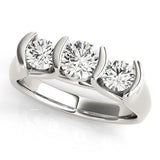 Platinum Three-Stone 6.14 Carat D VVS1 Round Diamond Trellis Engagement Ring with Channel-Set Band