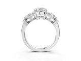 Platinum Three-Stone Round and Princess Cut Diamond Ring with Channel Band and Four-Prong Setting_51