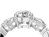 Platinum Three-Stone Round and Princess Cut Diamond Ring with Channel Band and Four-Prong Setting_52