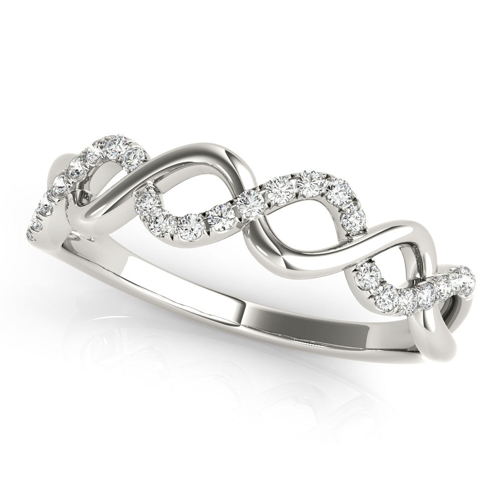 Platinum Twist Infinity Diamond Band with Round Stones and Pavé Setting 1
