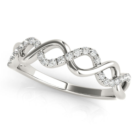 Platinum Twist Infinity Diamond Band with Round Stones and Pavé Setting 1