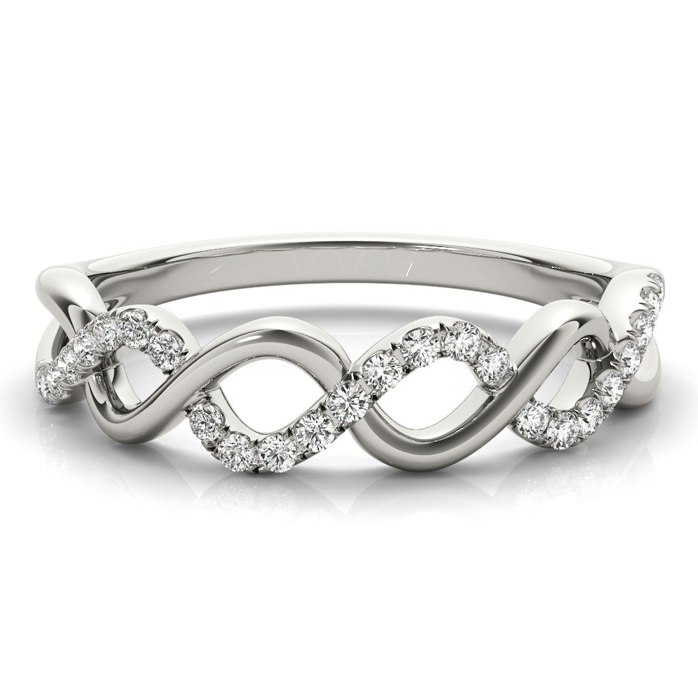 Platinum Twist Infinity Diamond Band with Round Stones and Pavé Setting 2