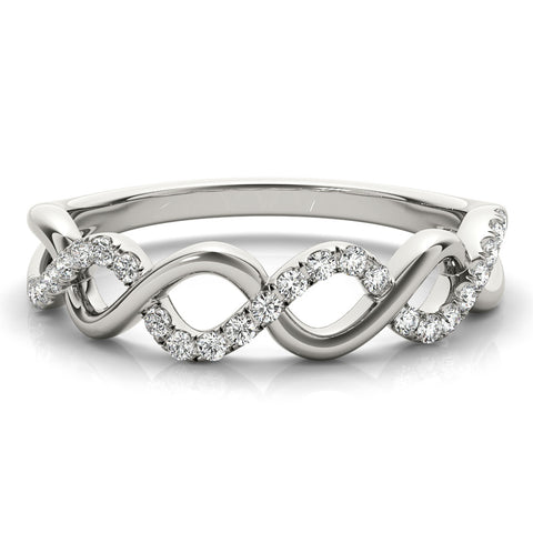 Platinum Twist Infinity Diamond Band with Round Stones and Pavé Setting 2