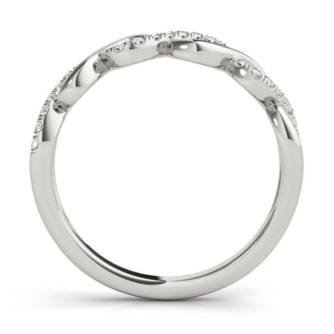 Platinum Twist Infinity Diamond Band with Round Stones and Pavé Setting