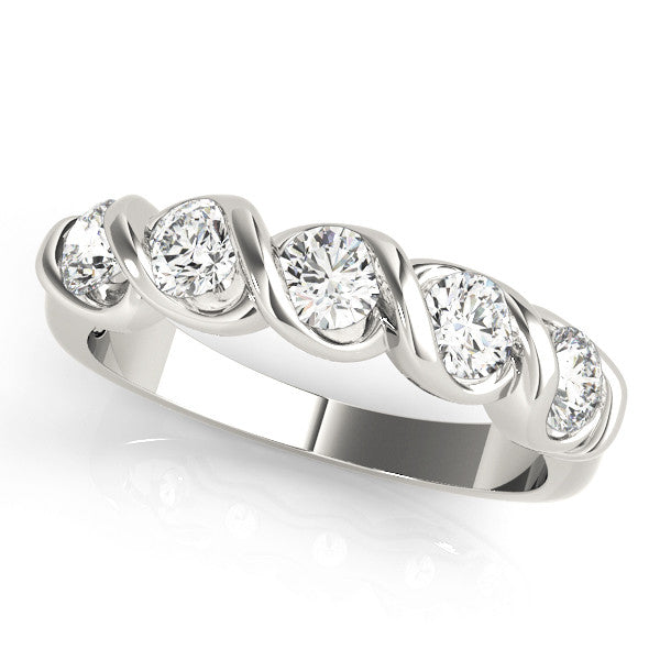 Platinum Twist Prong Round Diamond Eternity Band