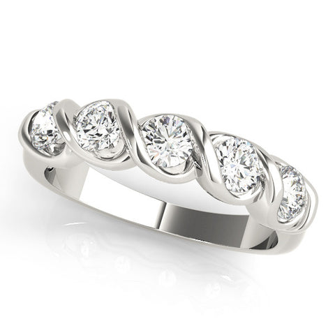 Platinum Twist Prong Round Diamond Eternity Band
