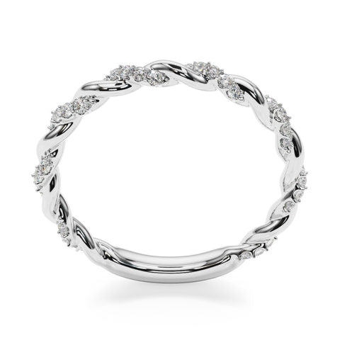 Platinum Twisted Pave Round Diamond Eternity Band with Prong Setting