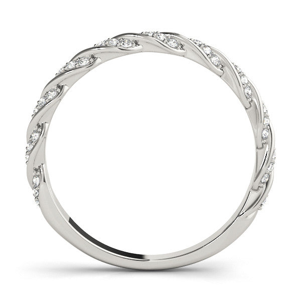 Platinum Twisted Pave Round Diamond Eternity Band with Shared Prong Setting