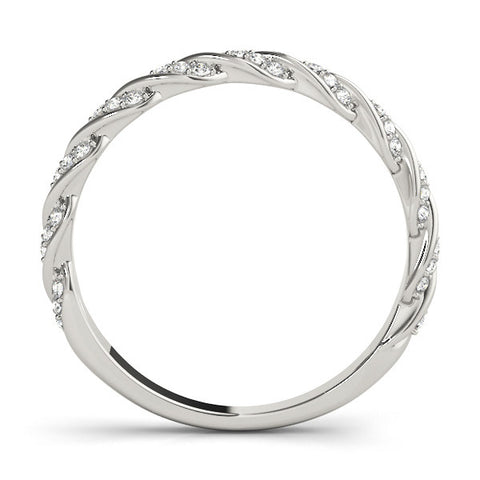Platinum Twisted Pave Round Diamond Eternity Band with Shared Prong Setting