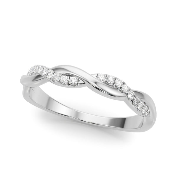 Silver Twisted Pave Round Diamond Infinity Band with Channel Setting