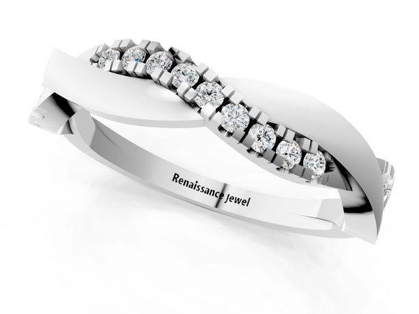 Platinum Twisted Pave Round Diamond Infinity Band with Channel Setting