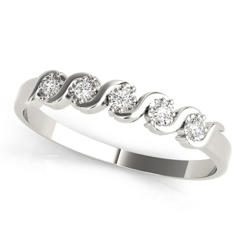 Platinum Twisted Prong Round Diamond Channel Band