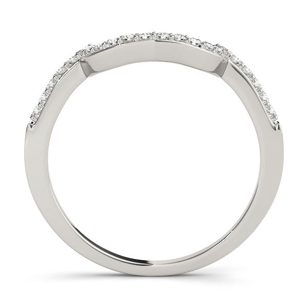 Platinum U-Shaped Pavé Round Diamond Contour Band 1