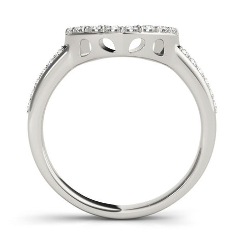 Platinum U-Shaped Pavé Round Diamond Contour Band with Shared Prong Setting 1