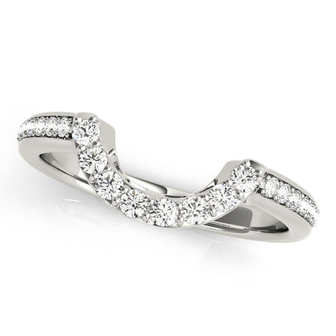 Platinum U-Shaped Pavé Round Diamond Contour Band with Shared Prong Setting