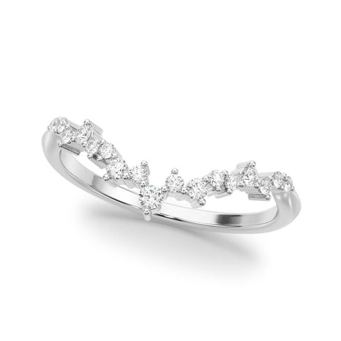 Platinum V-Shaped Diamond Cluster Curved Band with Round Brilliant Cut Stones and Prong Setting 1