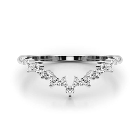 Platinum V-Shaped Diamond Cluster Curved Band with Round Brilliant Cut Stones and Prong Setting 2