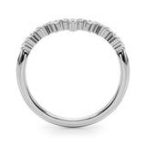 Platinum V-Shaped Diamond Cluster Curved Band with Round Brilliant Cut Stones and Prong Setting