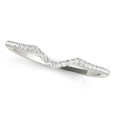 Platinum V-Shaped Pavé Round Diamond Chevron Band with Shared Prong Setting